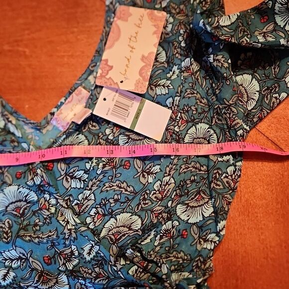 Band of the Free Jewel Bohemian Floral Wrap High Low Maxi Dress, Large, Teal - Picture 5 of 10